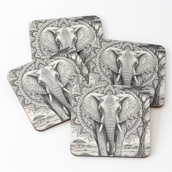 Item preview, Majestic Elephant Mandala Art Print | Black and White Wildlife Mandala Wall Art | Sacred Geometry Animal Illustration | Boho Safari Decor designed and sold by suryabumblee.