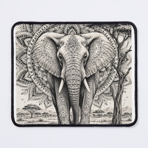 Item preview, Majestic Elephant Mandala Art Print | Black and White Wildlife Mandala Wall Art | Sacred Geometry Animal Illustration | Boho Safari Decor designed and sold by suryabumblee.