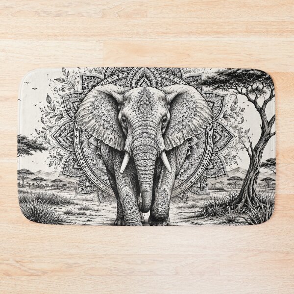 Item preview, Majestic Elephant Mandala Art Print | Black and White Wildlife Mandala Wall Art | Sacred Geometry Animal Illustration | Boho Safari Decor designed and sold by suryabumblee.