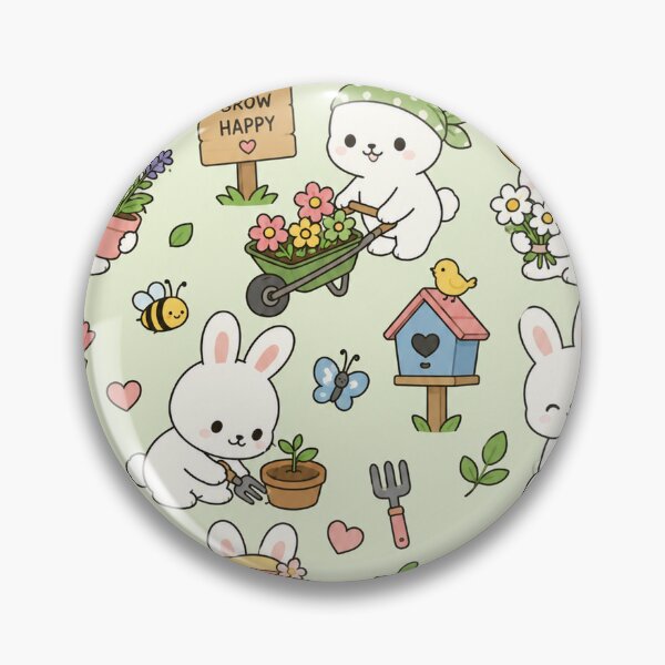 Item preview, Cute Garden Bunny Kawaii Pattern designed and sold by Soft Berry Studio.