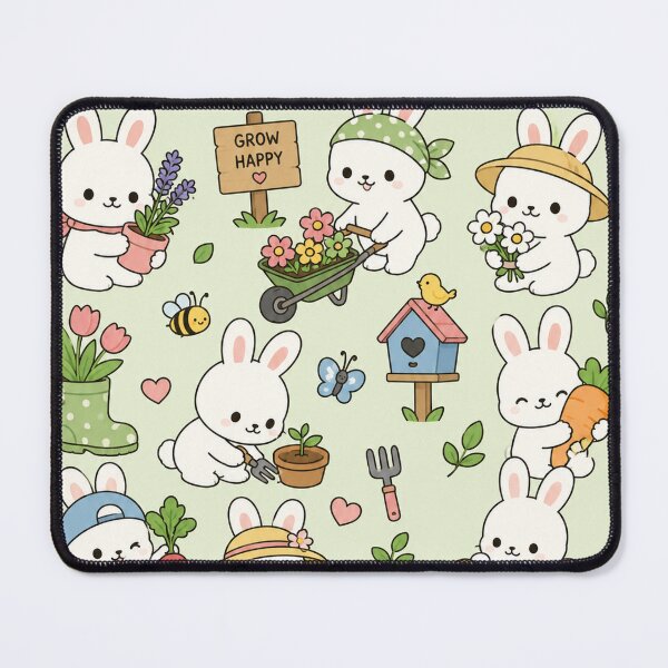 Item preview, Cute Garden Bunny Kawaii Pattern designed and sold by Soft Berry Studio.