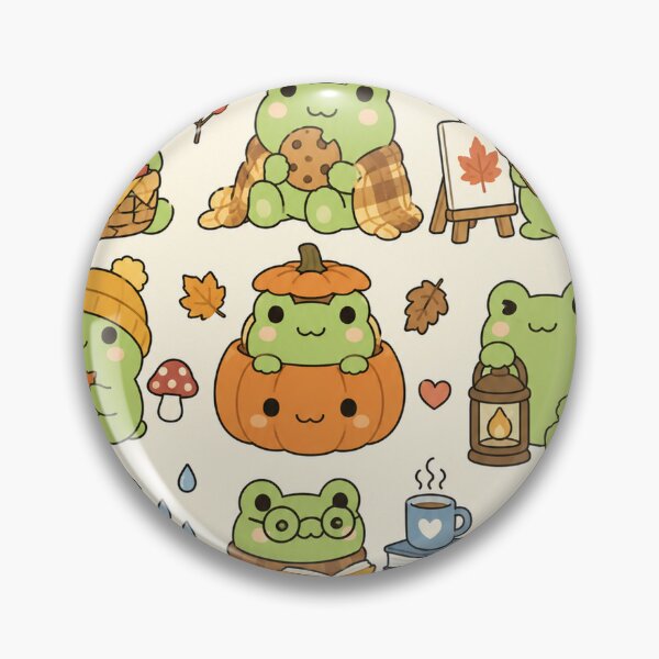 Item preview, Cute Autumn Frog Kawaii Pattern designed and sold by Soft Berry Studio.