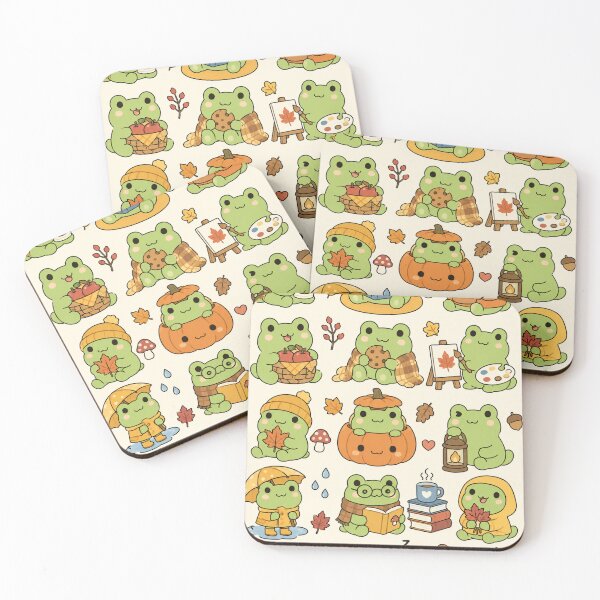 Item preview, Cute Autumn Frog Kawaii Pattern designed and sold by Soft Berry Studio.