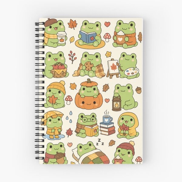 Item preview, Cute Autumn Frog Kawaii Pattern designed and sold by Soft Berry Studio.