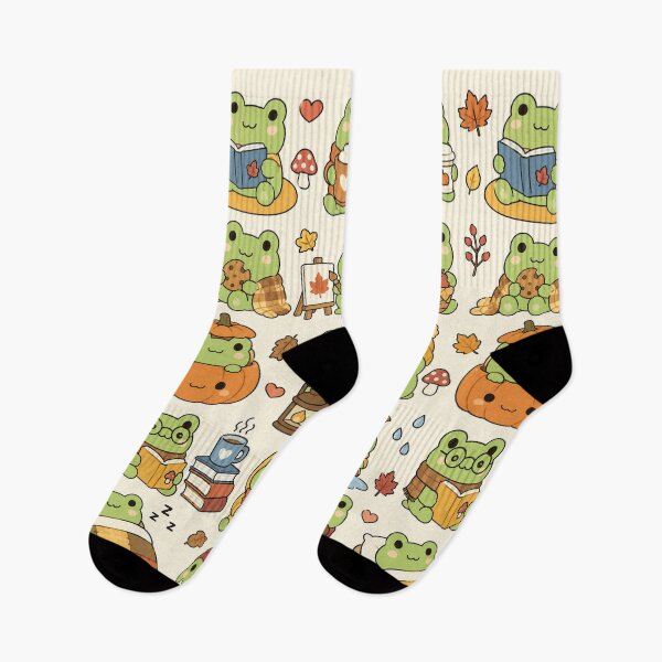 Item preview, Cute Autumn Frog Kawaii Pattern designed and sold by Soft Berry Studio.