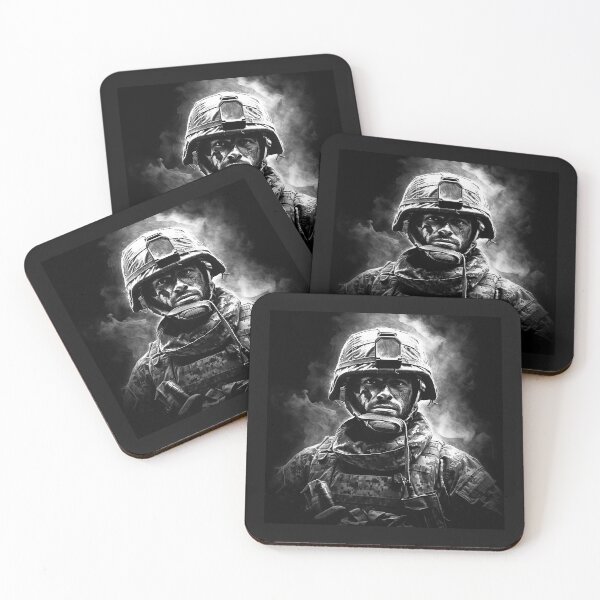 Item preview, Black and White Modern Soldier Portrait Art designed and sold by inkoutninja.