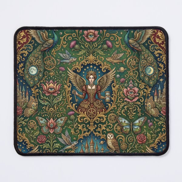 Item preview, Ornate Fantasy Queen Art - Steampunk Peacocks, Owls & Magical Tapestry Design designed and sold by ART BOND.