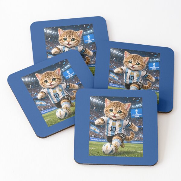 Item preview, cat playing football wearing Messi's jersey designed and sold by PasoaPaso2025.