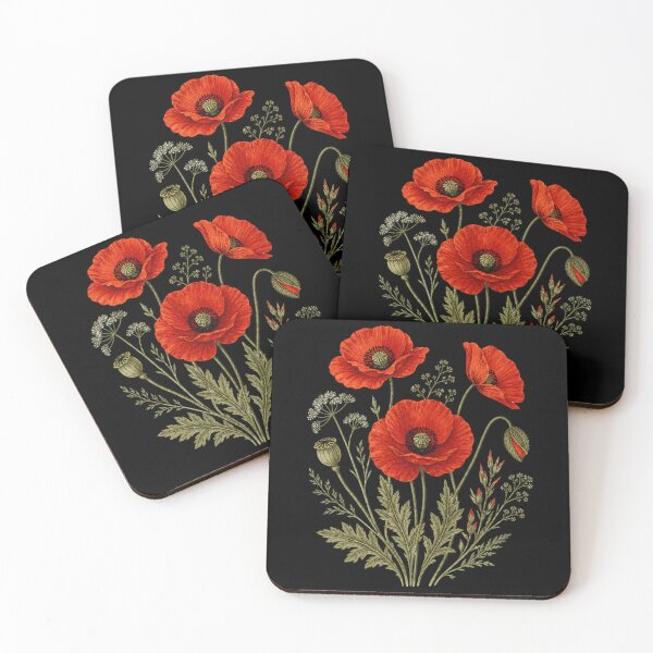 Item preview, Red Poppy Flower, Vintage Botanical Wildflower designed and sold by NoThoughtsCat.