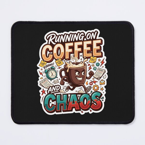 Item preview, Running On Coffee And Chaos Funny Coffee Lover Design designed and sold by Pixel Analytics.