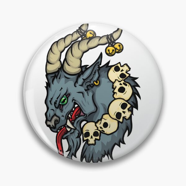 Item preview, Monstrous Horned Head with Skulls and Bells designed and sold by HumorInHues.
