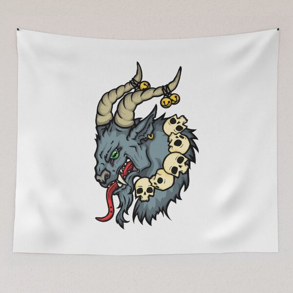Item preview, Monstrous Horned Head with Skulls and Bells designed and sold by HumorInHues.