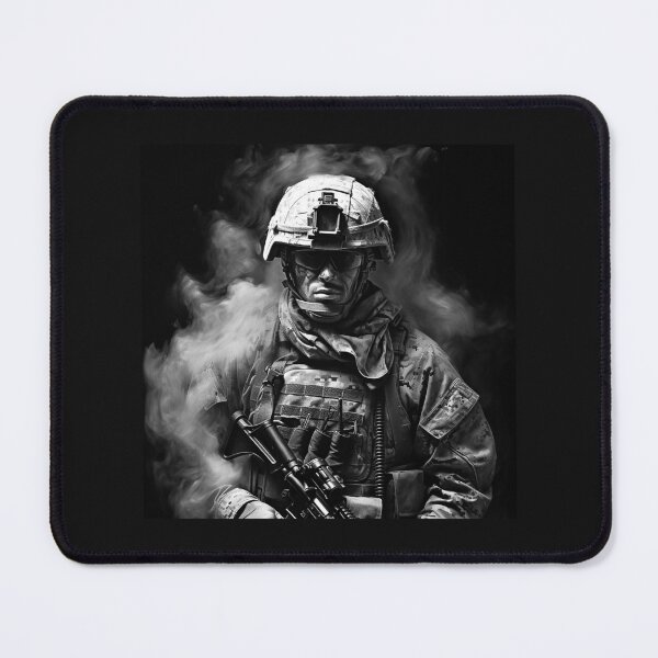 Item preview, Black and White Tactical Soldier with Rifle Art designed and sold by inkoutninja.