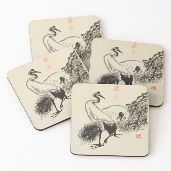 Item preview, Traditional Korean Crane Painting with Calligraphy Symbol of Longevity, Wisdom and Peace designed and sold by allpalgo.