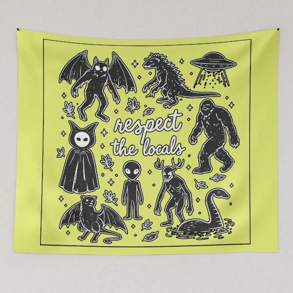 Item preview, Respect the Locals Cryptid, Mothman, Sasquatch, Bigfoot designed and sold by NoThoughtsCat.