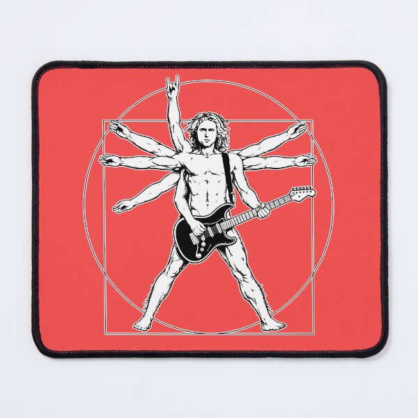 Item preview, Retro Leonardo da Vinci Vitruvian Man Playing Guitar designed and sold by NoThoughtsCat.