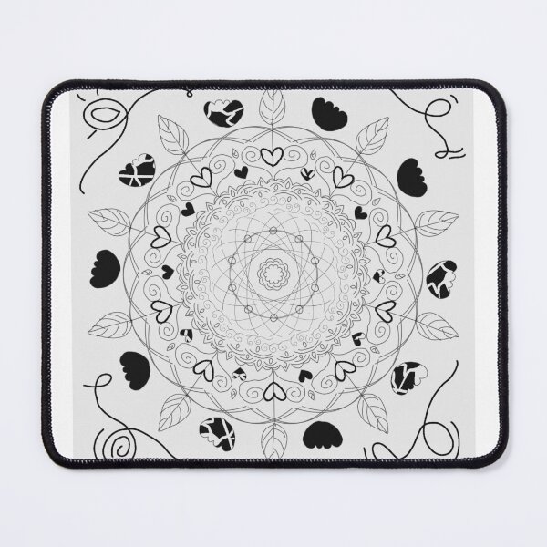 Item preview, Black Hearts and Blomms hand Drawn Manadala designed and sold by The Mandala Oasis.