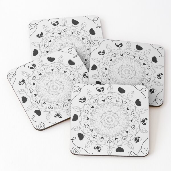 Item preview, Black Hearts and Blomms hand Drawn Manadala designed and sold by The Mandala Oasis.