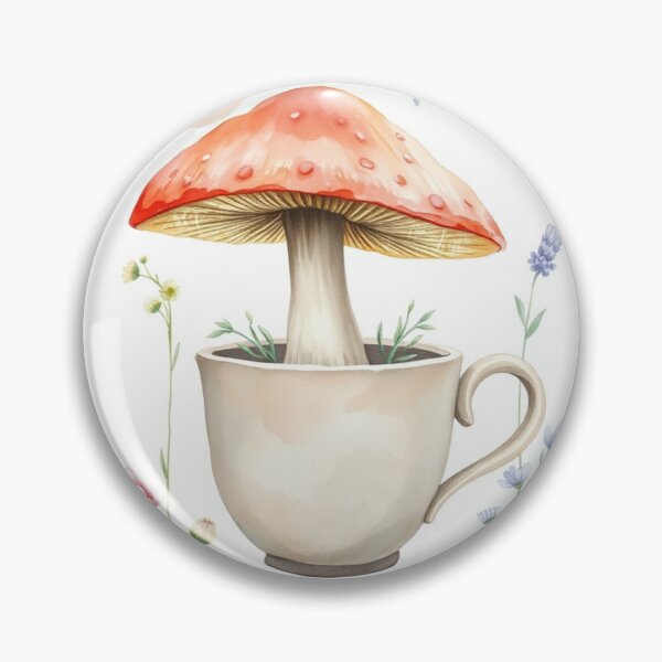 Item preview, Watercolor Mushroom in a Teacup Art Print designed and sold by Vida e Arte.