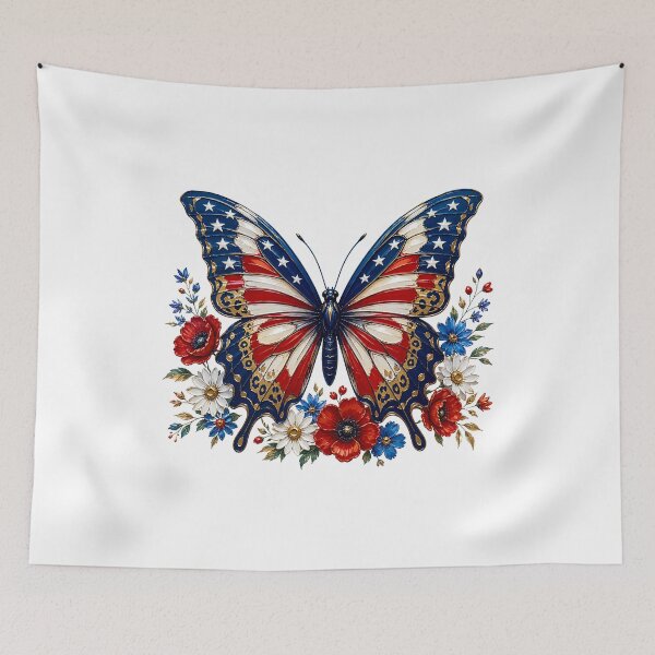 Item preview, Patriotic Butterfly Floral American Flag 4th July gift designed and sold by Amzkao.