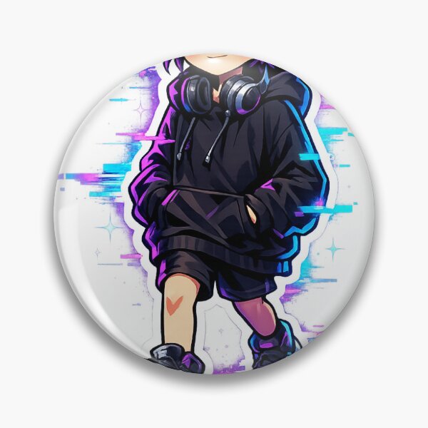 Item preview, Cute Anime Chibi Boy Glitch Aesthetic Sticker designed and sold by Sandyp1984.