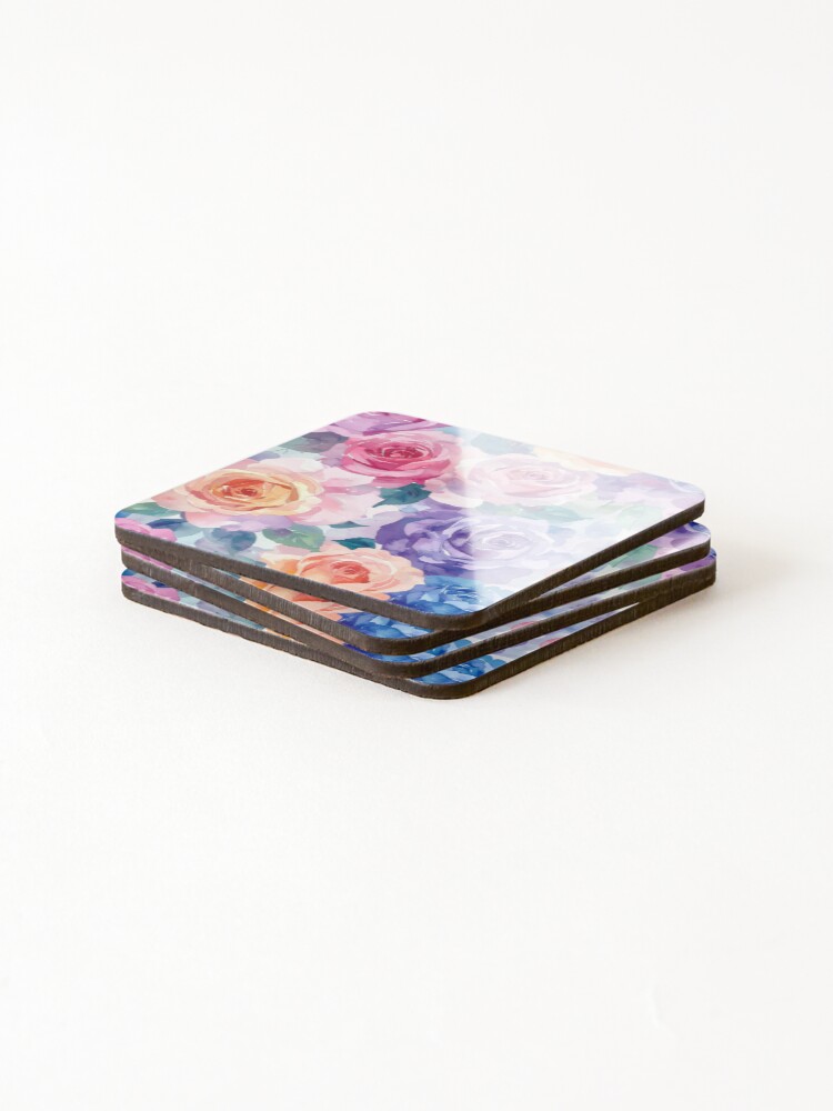 Thumbnail 4 of 5, Coasters (Set of 4), Multicolored Roses designed and sold by SeaStarAlex.