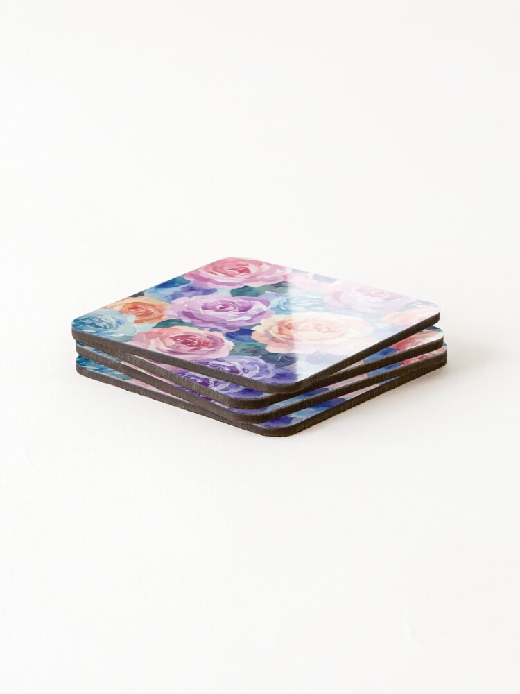 Thumbnail 4 of 5, Coasters (Set of 4), Pretty Colorful Roses designed and sold by SeaStarAlex.