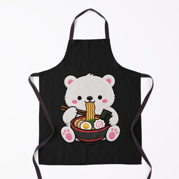 Item preview, Kawaii Polar Bear Eating Ramen - Cute Polar Bear Embroidery Patch designed and sold by ColorSplash123.