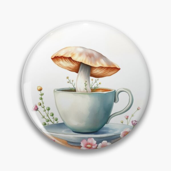 Item preview, Whimsical Watercolor Mushroom Teacup Art Print designed and sold by Vida e Arte.