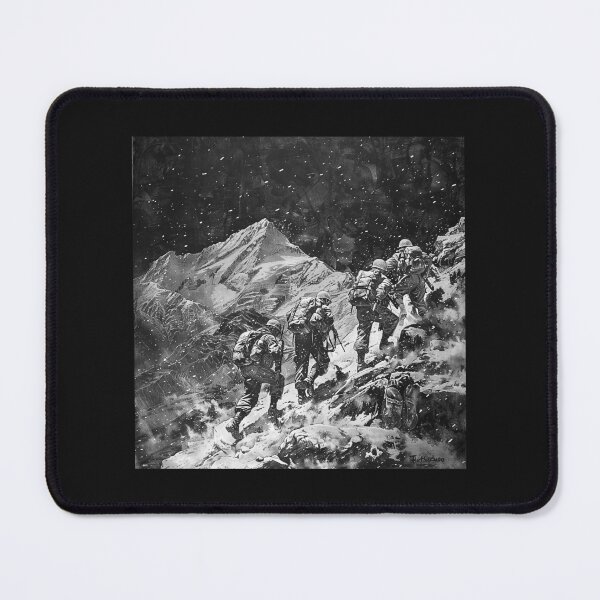 Item preview, Black and White Mountain Soldiers Snow Expedition Art designed and sold by inkoutninja.