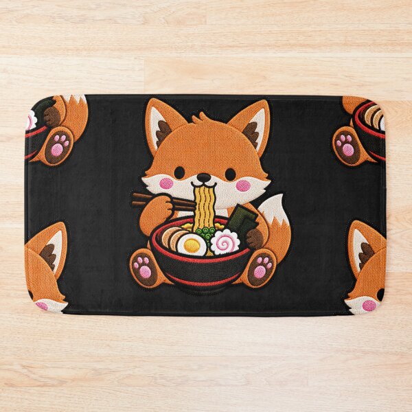 Item preview, Kawaii Fox Eating Ramen - Cute Fox Embroidery Patch designed and sold by ColorSplash123.