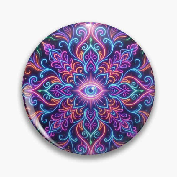 Item preview, Neon Third Eye Mandala Art - Cosmic Spiritual Psychedelic Design designed and sold by ART BOND.