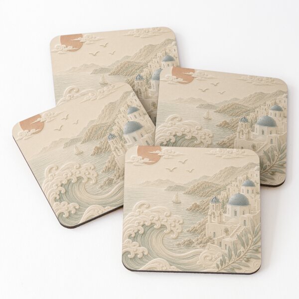 Item preview, Santorini Wave & Mountain Relief Landscape designed and sold by TheSlowShore.