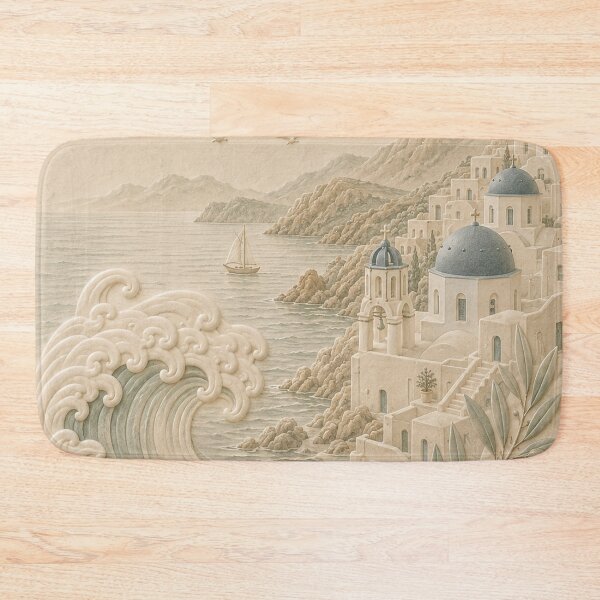 Item preview, Santorini Wave & Mountain Relief Landscape designed and sold by TheSlowShore.