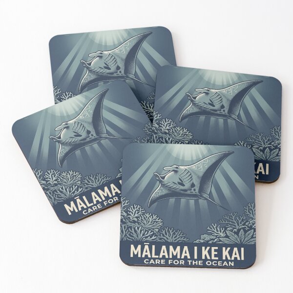 Item preview, Mālama I Ke Kai Care for the Ocean — Hawaiian Manta Ray Tribal Pattern Conservation Art Print designed and sold by MālamaThreads.