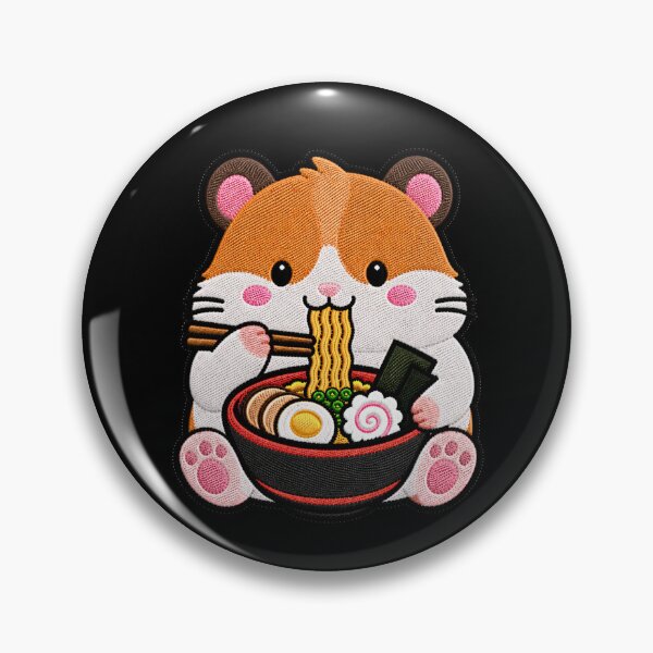 Item preview, Kawaii Hamster Eating Ramen - Cute Hamster Embroidery Patch designed and sold by ColorSplash123.