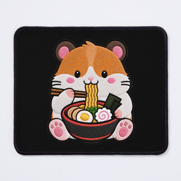 Item preview, Kawaii Hamster Eating Ramen - Cute Hamster Embroidery Patch designed and sold by ColorSplash123.