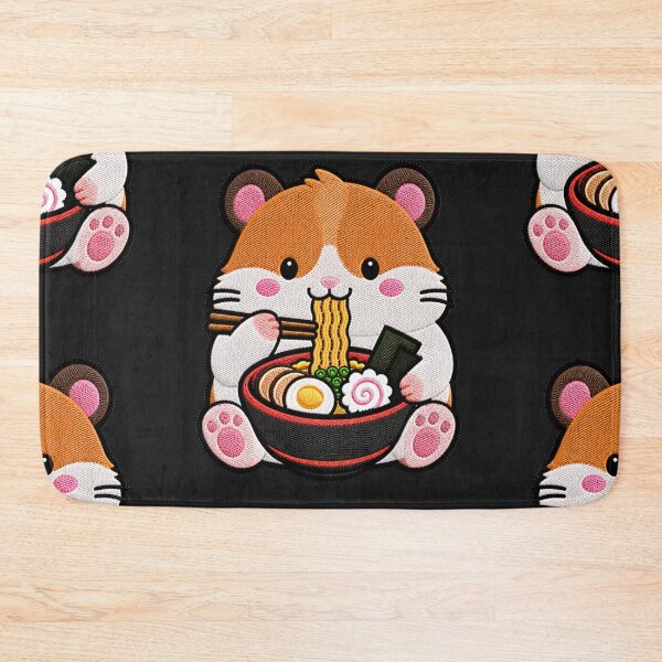 Item preview, Kawaii Hamster Eating Ramen - Cute Hamster Embroidery Patch designed and sold by ColorSplash123.