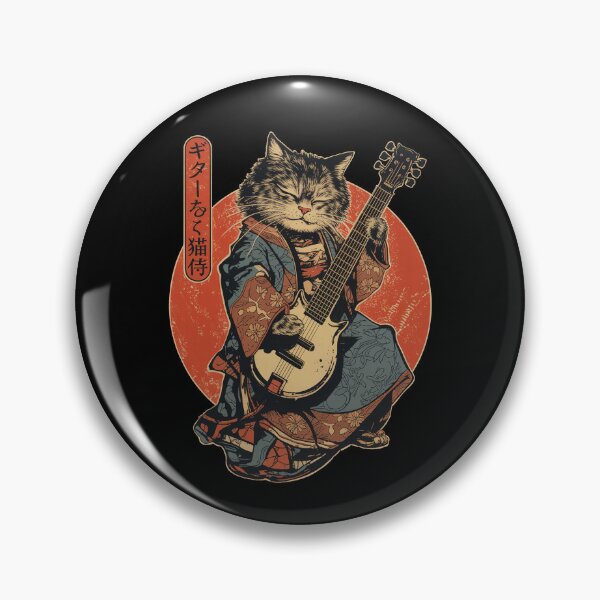 Item preview, Samurai Cat Playing Guitar Vintage designed and sold by nosu-art-pod.