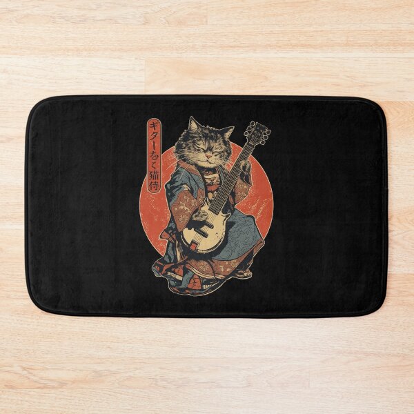 Item preview, Samurai Cat Playing Guitar Vintage designed and sold by nosu-art-pod.