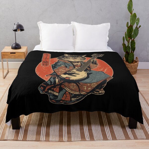 Item preview, Samurai Cat Playing Guitar Vintage designed and sold by nosu-art-pod.