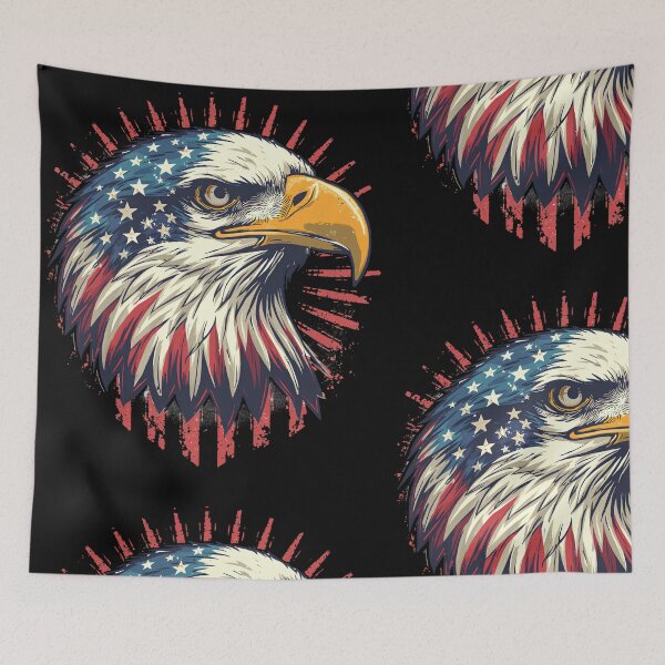 Item preview, Patriotic Bald Eagle American Flag Illustration designed and sold by QuirkyCloud Designs.