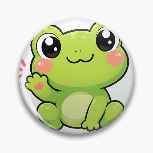 Item preview, Cute Frog Sticker | Kawaii Green Frog Cartoon | QNiK Style Frog PNG | Adorable Animal Sticker designed and sold by Kanvasly.