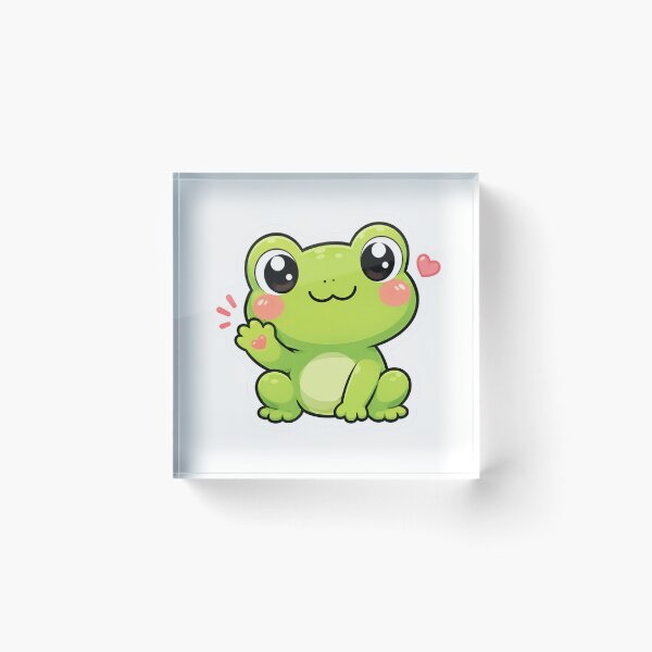 Item preview, Cute Frog Sticker | Kawaii Green Frog Cartoon | QNiK Style Frog PNG | Adorable Animal Sticker designed and sold by Kanvasly.