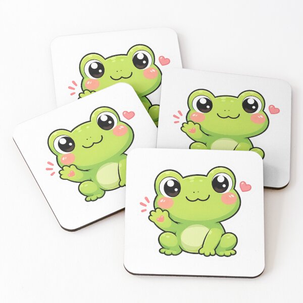 Item preview, Cute Frog Sticker | Kawaii Green Frog Cartoon | QNiK Style Frog PNG | Adorable Animal Sticker designed and sold by Kanvasly.