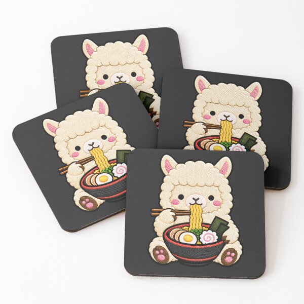 Artikelvorschau, Kawaii-Alpaka isst Ramen – Niedlicher Alpaka-Stickaufnäher entworfen und verkauft von ColorSplash123.