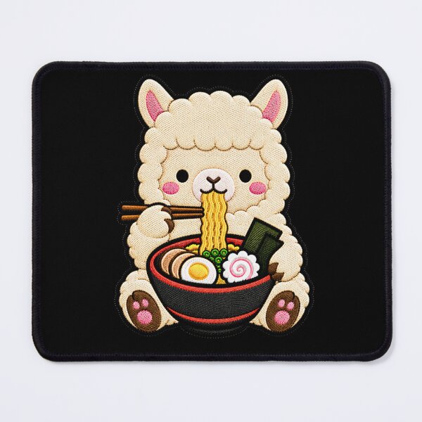 Item preview, Kawaii Alpaca Eating Ramen - Cute Alpaca Embroidery Patch designed and sold by ColorSplash123.