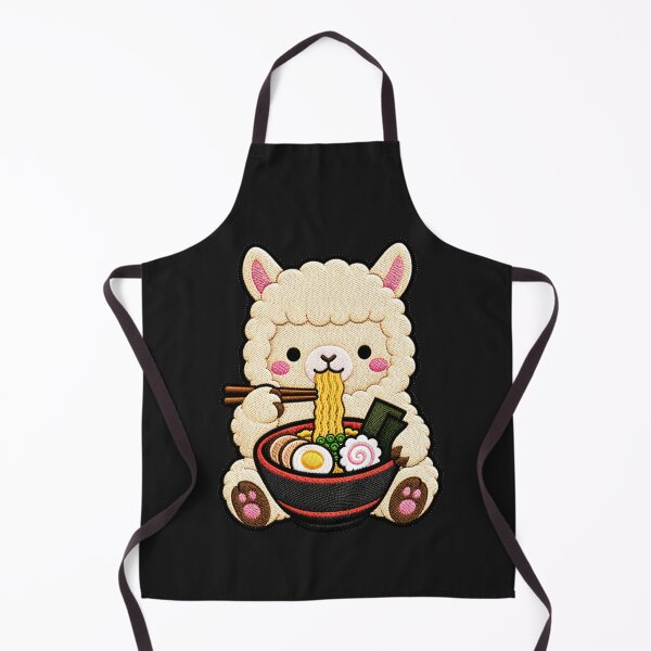 Item preview, Kawaii Alpaca Eating Ramen - Cute Alpaca Embroidery Patch designed and sold by ColorSplash123.