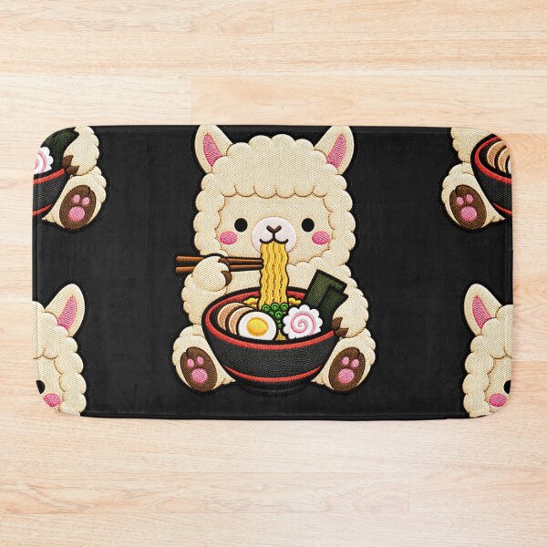 Item preview, Kawaii Alpaca Eating Ramen - Cute Alpaca Embroidery Patch designed and sold by ColorSplash123.