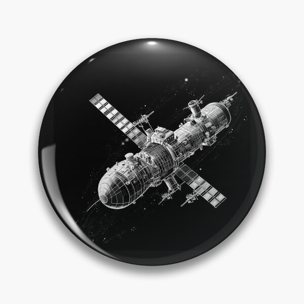 Item preview, Black and White Space Station Satellite Art designed and sold by inkoutninja.
